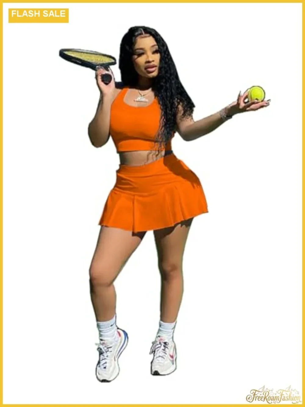 2 Piece Tennis Skirt Set Crop Top Pleated Golf Mini Dress Athletic
